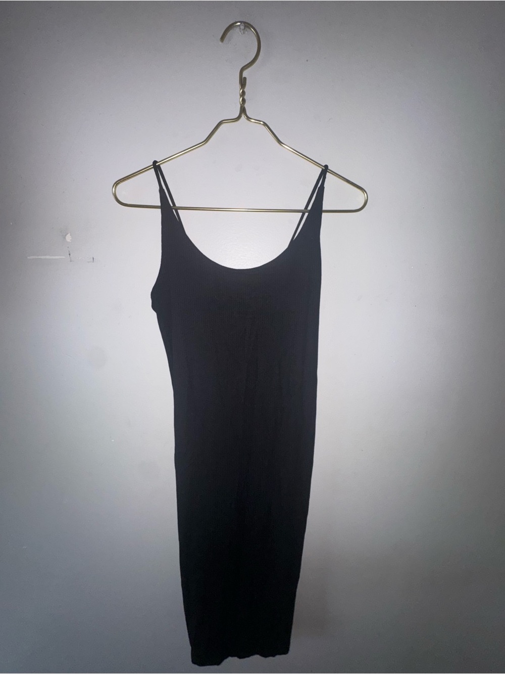 Classic Black Ribbed Midi Dress